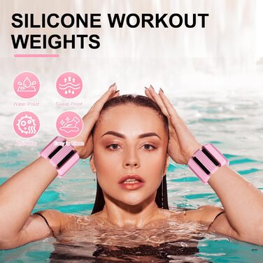Набір вагів для зап'ястя та щиколоток (2 шт., 0.45 кг кожна) для йоги, пілатесу, фітнесу, рожевий