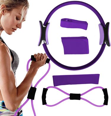 Набір кілець для пілатесу, фітнес-кільця для жінок, розвантажувальні кільця для грудей, ніг, рук та стегон, фіолетовий