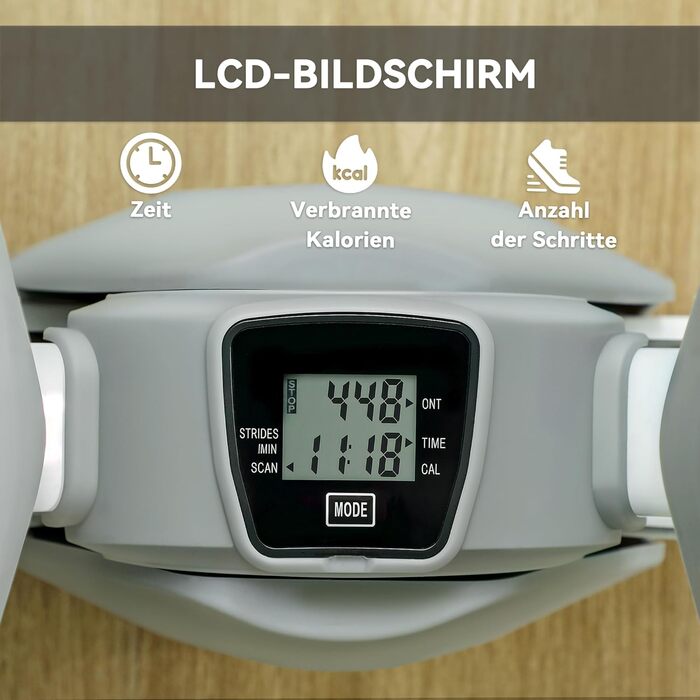 Міні-степер SPORTNOW для дому з LCD-дисплеєм, неслизькі педалі, до 100 кг, для фітнесу, тренування ніг, сірий