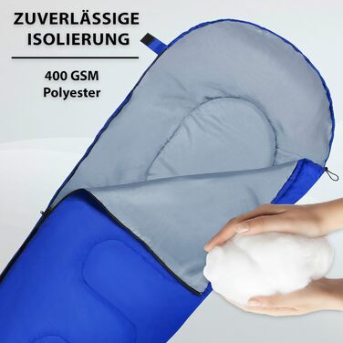 Спальний мішок ALPIDEX 4 сезони -17°C 225x80 см, ультралегкий, для кемпінгу, трекінгу, подорожей (Синій)