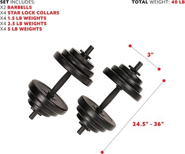 Набір гантелей Sunny Health & Fitness 18 кг, вінілові, універсальний розмір