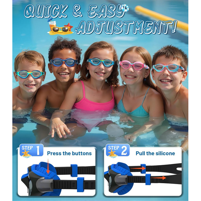 Дитячі окуляри для плавання Schwimmbrille: з UV-захистом та антифогом, водонепроникні, для хлопчиків та дівчаток 6-14 років (Чорно-сині + Зелені)
