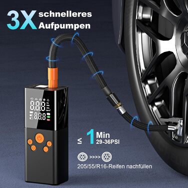 Електричний акумуляторний компресор-насос 150PSI 10000mAh з LCD-дисплеєм, портативний насос для шин і матраців