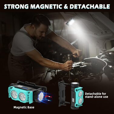 LED налобний ліхтар 2 шт. 2000 люменів, перезаряджається, 3 режими, водонепроникний, для риболовлі, бігу, кемпінгу (блакитний)