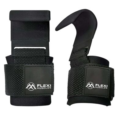 Набір гачків для штанги (2 шт) - чорний - неопрен - гачок для важкої атлетики - WEARABLE_WEIGHT - липучка - чорний