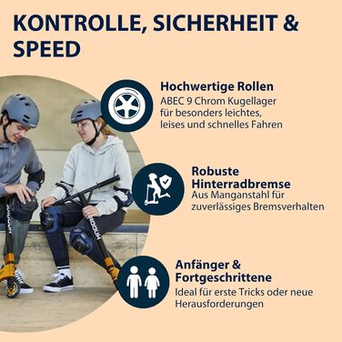 Скутер HUSORA XR-25.1 для трюків та міста: 360° кермо, ABEC 9 підшипники, золотий