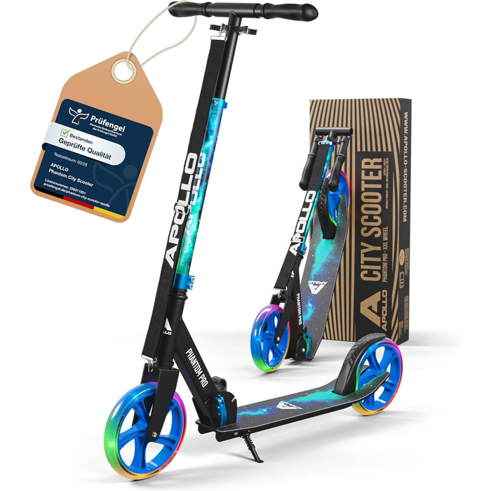 Міський самокат Apollo Phantom Pro - XXL колеса, складний, регульована висота, для дорослих, дітей та підлітків