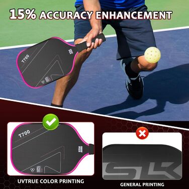 Ракетка для піклболу з вуглецевого волокна, 16 мм Shark Power Polymer-сердечник, гарячий прес, чорна