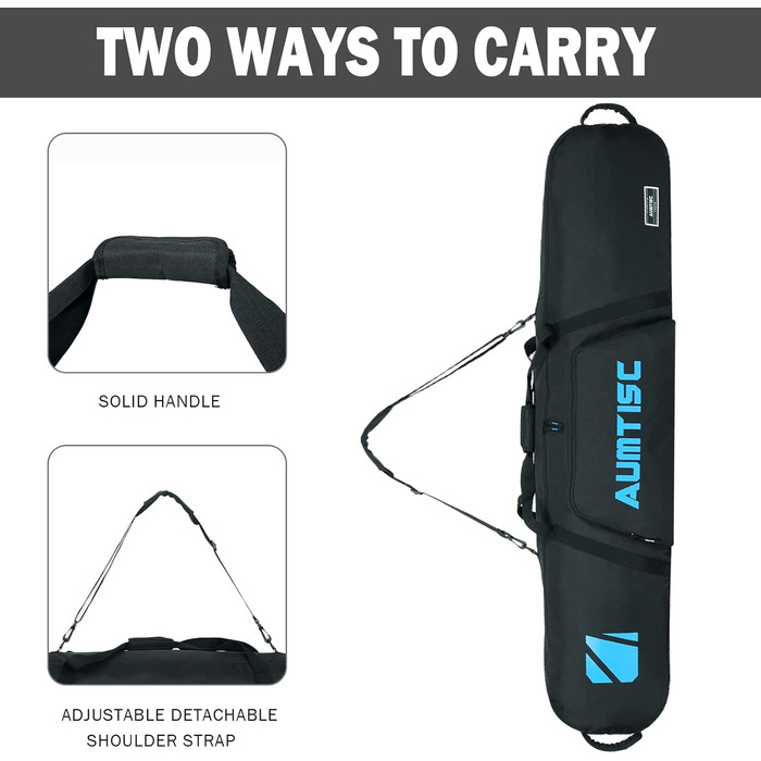 Чохол для сноуборду AUMTISC: захисний мішок для сноуборду, скі-багаж, скі-спорядження, сумка для подорожей, синій, 155 см