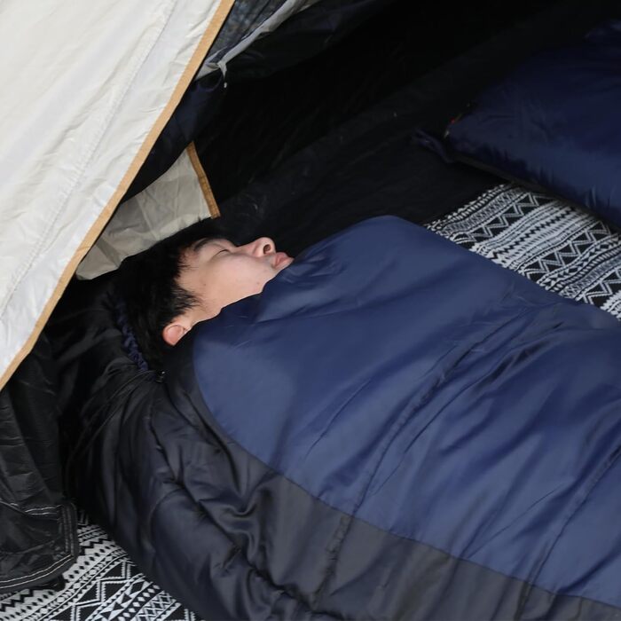 Спальний мішок Redcamp Baumwoll-Flanell для кемпінгу, 3 сезони, теплий та комфортний, вага 2/3/1.8 кг, колір Marineblau (синій)