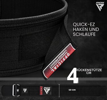 Пояс для важкої атлетики RDX 4” Auto-Lock, силовий пояс для пауерліфтингу, бодібілдингу та фітнесу, м'який тренувальний пояс для станової тяги, чорний, розмір L
