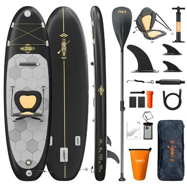 Надувне SUP-борд JUMMICO: стабільний, швидкий, з рюкзаком (чорний)