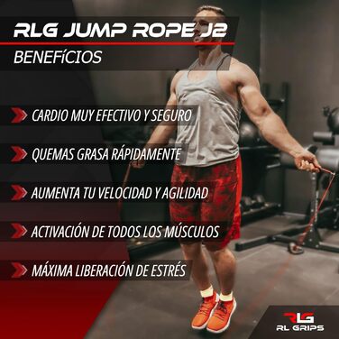 Стрибкове канат RL Grips® з алюмінієвою ручкою та антиковзким покриттям. Канат 2 мм для кардіотренувань та фітнесу (червоний)