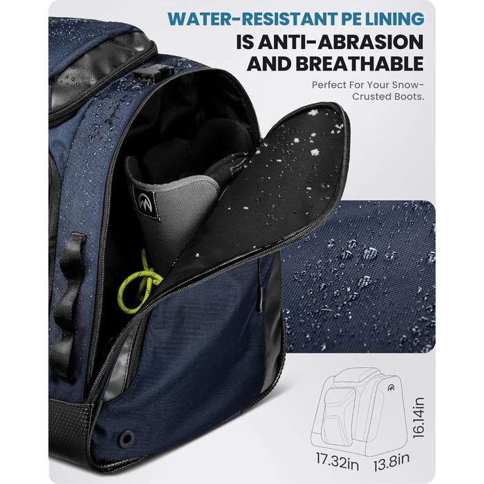 Чохол для гірськолижних черевиків OutdoorMaster, 55 л (Блакитний) - для подорожей, водонепроникний