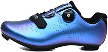 Велосипедні черевики для чоловіків та жінок, для шосе та гірського велосипеда, з гумовою підошвою, дихаючі кросівки, нековзкі черевики без фіксатора, MTB черевики (45 EU, Синій)