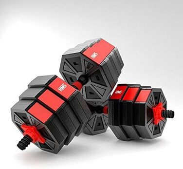 Гантелі та штанга HMS Fitness 20 кг з цементними тренувальними дисками, комплект для фітнесу