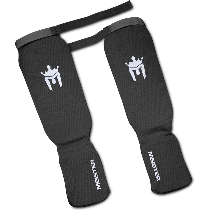 Захисні наколінники та щитків Meister MMA з еластичної тканини (пара), чорні, для дітей, розмір X-Small