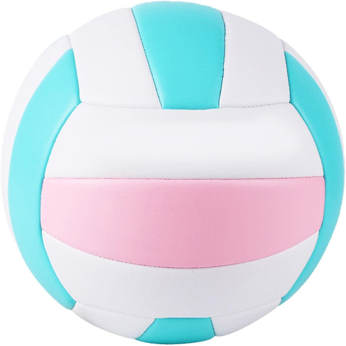 Волейбольний м'яч Perfeclan стандартного розміру 5 для залу, ігор та відпочинку (рожевий, зелений, білий) з насосом