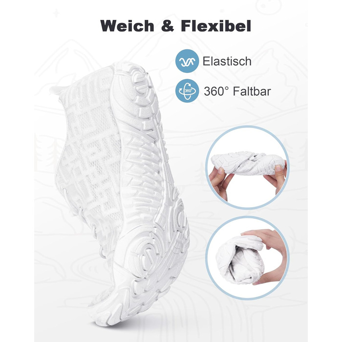 Чоботи для пішохідних прогулянок Barfuss: літні, швидковисихаючі, широка передня частина, Zero-Drop підошва, унісекс, для трейлраннінгу та фітнесу, білі, C1 (D1, 37 EU)