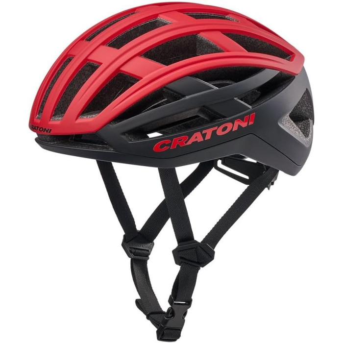 Велосипедний шолом Cratoni C-AirLite для підлітків та дорослих, MTB/BMX/міський, червоно-чорний матовий, 58-61 см, з ремінцем RennMaxe