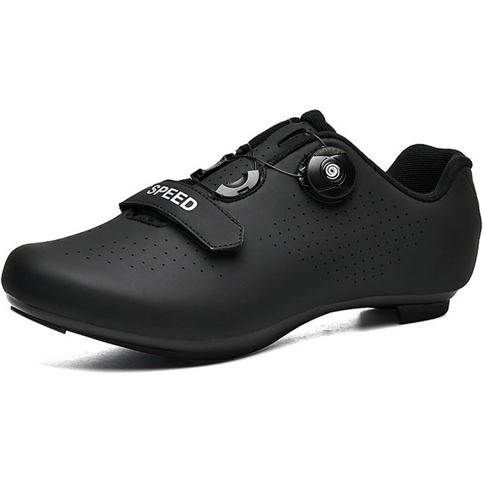 Велосипедні черевики для чоловіків та жінок, для шосе та гірського велосипеда з гумовою підошвою, дихаючі кросівки, не блокуючі велосипедні черевики MTB, чорний (38 EU)