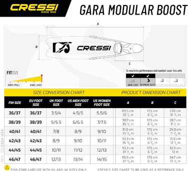 Ласти Cressi Gara Modular Boost зелені/чорні, для апное та підводного полювання, унісекс, розмір 42/43