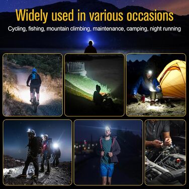 LED налобний ліхтар, 2 шт., перезаряжається, 230° широкий кут, 3 LED, датчик світла, водонепроникний, легкий. Ідеально для бігу, риболовлі та інших активностей. Білий світловий потік *2 (білий).