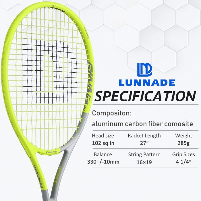 Тенісний ракетовий комплект для дорослих: легкий, з чохлом, 27 дюймів, жовтий Head