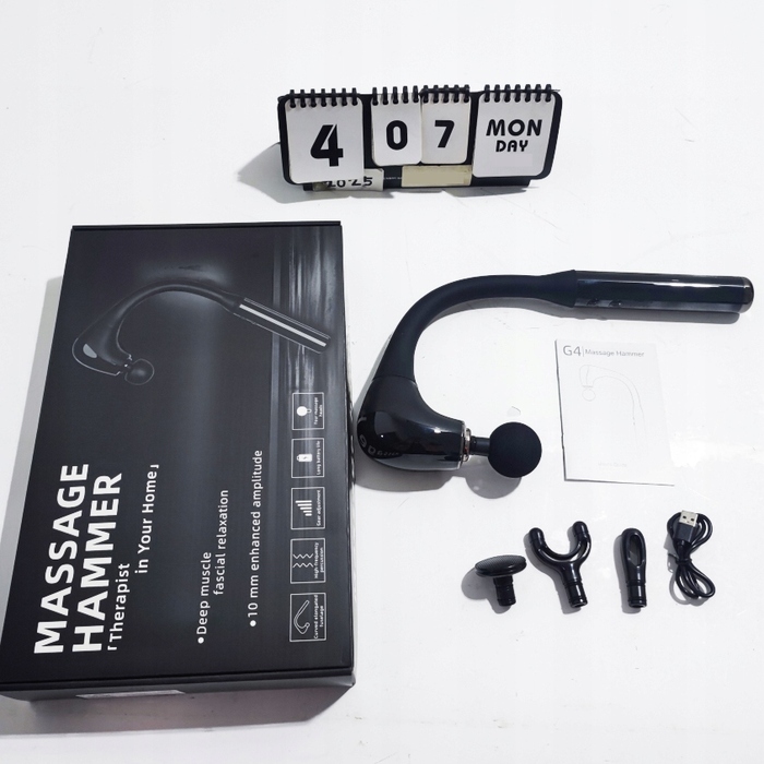 Перкусійний масажер RELAKS Massage Gun: 5 режимів швидкості, змінні насадки, акумулятор 1500 мАг