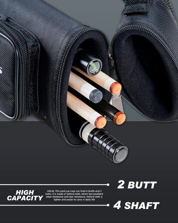 Кейс для більярду CRICAL, 2 x 2 жорсткі чохли для снукеру, з штучної шкіри/оксфордського канвасу (чорний)