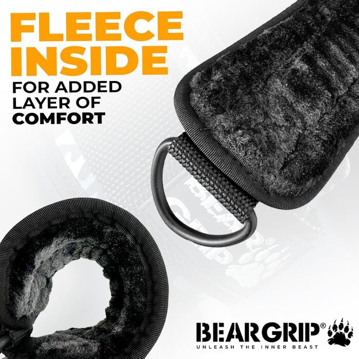 Петлі для ніг BEAR GRIP з неопрена з хутром, подвійні D-кільця з нержавіючої сталі, міцна застібка, для тренування преса, сідниць і ніг, пара