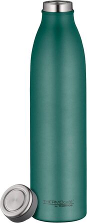 Термос-бутилка THERMOS Thermocafé 0,75 л, нержавіюча сталь, ізольована, зберігає тепло 12 годин, холод 24 години, герметична, для газованих напоїв, для школи, офісу та подорожей, матова зелена