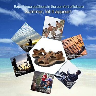 Чоловічі сандалі Asifn для хайкінгу та водних видів спорту, шкіра, закритий носок, коричневі (39/40 EU)