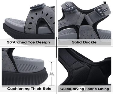 Чоловічі сандалі KuaiLu для трекінгу та відпочинку, ортопедичні, сірі, розмір 45 EU