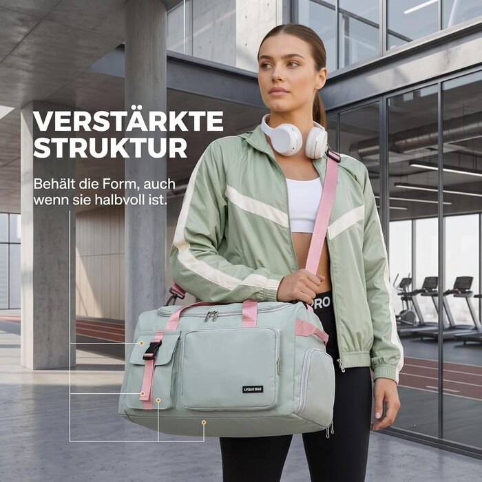Спортивна сумка Suweir 42L для подорожей та фітнесу з відділенням для взуття та вологих речей, водонепроникна сумка-рюкзак для тренувань, м'ятно-зелена