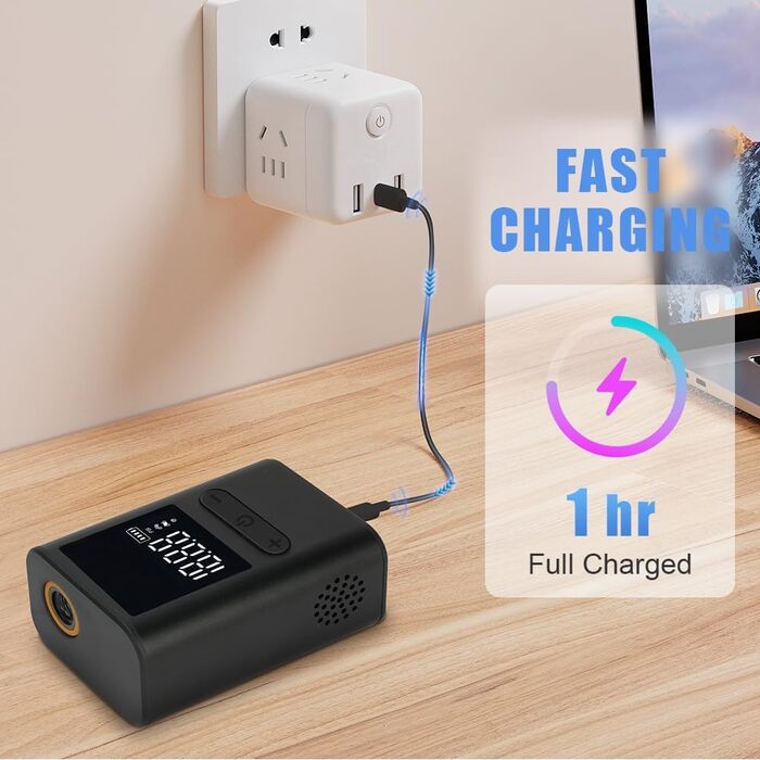 Електрична міні велосипедна помпа Flintronic 100PSI з LCD-манометром, акумулятор 500mAh, USB Type-C зарядка