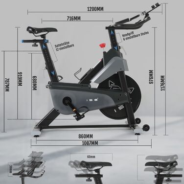 Велотренажер ISE з регульованим опором 26 кг, тихий hometrainer з LCD-дисплеєм, підставка для планшету, велотренажер для кардіотренувань вдома, до 120 кг