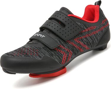 Велотуфлі ULTIANT для їзди в залі та на вулиці. Сумісні з Peloton, Look SPD SL Delta. Чоловічі та жіночі (38/38.5 EU, Чорний/Червоний)