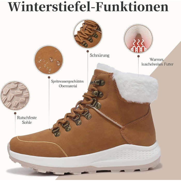 Жіночі зимові черевики: утеплені снігоступи, трекінгові черевики для хайкінгу (жовті, 38 EU)