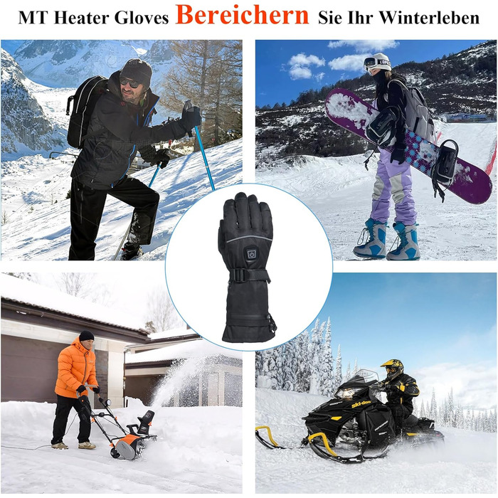 Обогріваючі рукавички Minthouz 5V 5000mAh USB-C з регулюванням температури, водонепроникний сенсорний екран, 3 режими нагріву, для активного відпочинку та роботи на вулиці