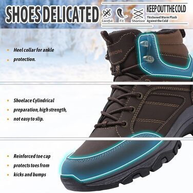 Черевики для туризму Littleplum Wanderschuhe, чоловічі, легкі, трекінгові, зимові, розмір 45 EU, колір коричневий