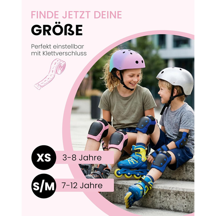 Захист для колін та ліктів 99FLIPS для дітей (3-12 років), рожевий - комплект для роликів, скейтборду, самокату (XS/S/M)