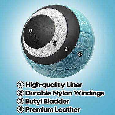 Волейбольний м'яч Fantecia з насосом, розмір 5, Soft Touch, для занять, гри, пляжу, басейну, синій