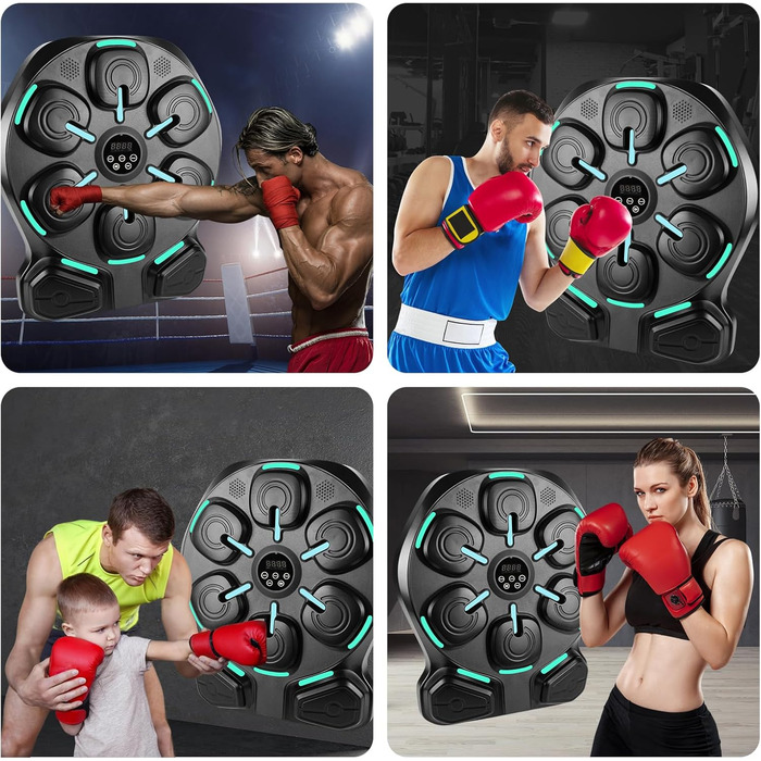 Музичний бокс-машина для фітнесу: 9 режимів, 8 м'яких точок удару, з рукавичками, для дітей та дорослих, монтаж без свердління