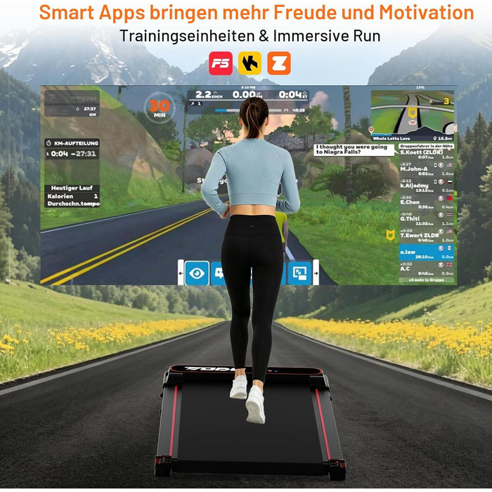 Дорожка для ходьби TODO Walking Pad, компактна бігова доріжка з нахилом для дому та офісу, швидкість 1–6 км/год, чорна