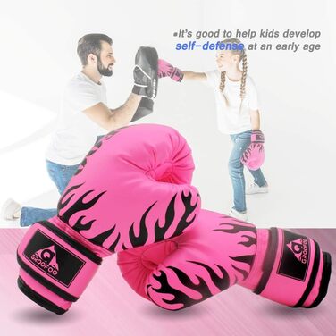 Дитячі боксерські рукавички GROOFOO для дітей 3-14 років, 4oz/6oz, для тренувань, спарингу, MMA, Муай Тай, кікбоксингу та бойових мистецтв (Рожеві)