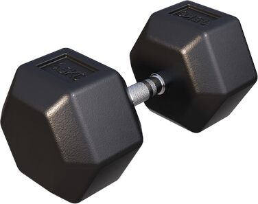 Гантелі шестигранні GORILLA SPORTS 45 кг, гумовані, гантелі для фітнесу й силових тренувань, гриф хромований, нековзна рукоятка