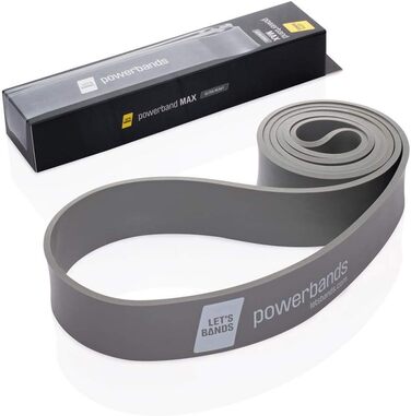Еспандер Let’s Bands Powerbands MAX для фітнесу, 5 рівнів навантаження, для всього тіла, сірий (ультра сильний), з безкоштовним 60-денним онлайн тренуванням у додатку Lets Bands
