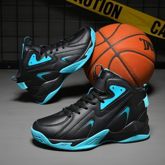 Чоловічі баскетбольні кросівки хай-топ великих розмірів, дихаючі, антиковзкі, амортизуючі, для спортивних тренувань, ціан, 44 EU