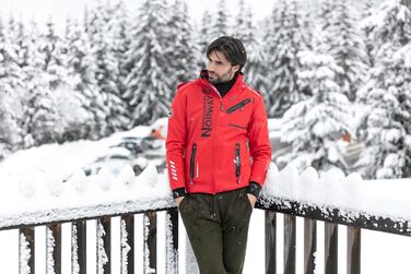 Куртка Softshell Geographica Norway Royaute для чоловіків, водонепроникна, вітростійка, для туризму та катання на лижах, блакитна (M)